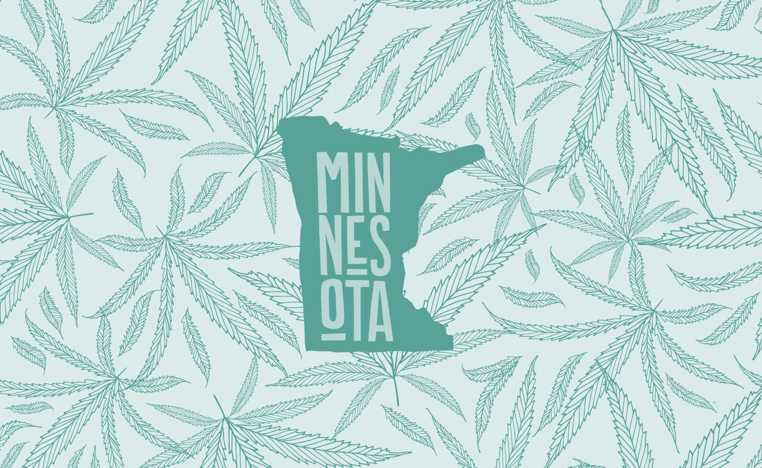 Minnesota State with Cannabis Leaves on Green Background