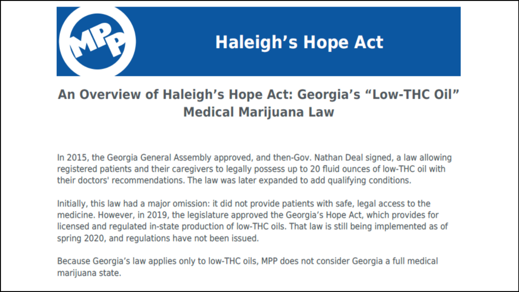 Georgia Cannabis Laws - Haleigh's Hope Act